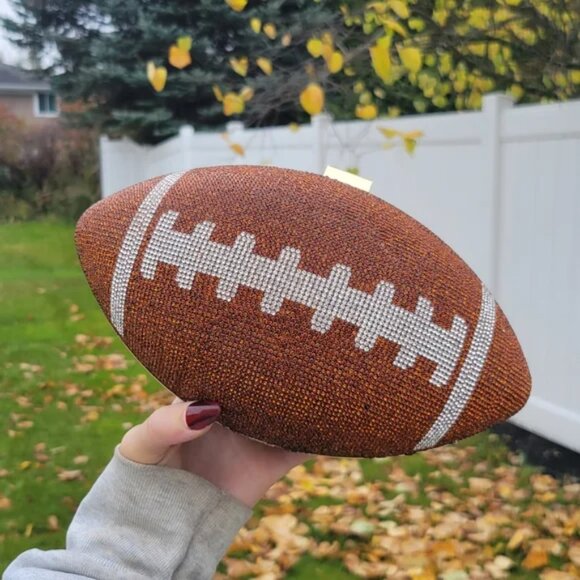 SPARKLY RHINESTONE FOOTBALL CROSSBODY PURSE - Picture 3 of 6